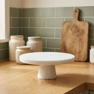 Support décoratif rond en marbre, design minimaliste, pour salon, utilisation intérieure, accent de mobilier durable - Product Image 4
