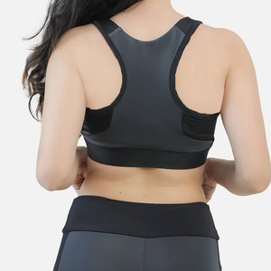 Sujetador Deportivo Gris para Mujer con Paneles Blancos, Top de Fitness de Alta Sujeción, Diseño Sin Costuras, Ropa Deportiva - Product Image 6