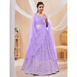 Seductor Lavanda Lentejuelas Georgette Compromiso Desgaste Lehenga Choli - Product Image 5