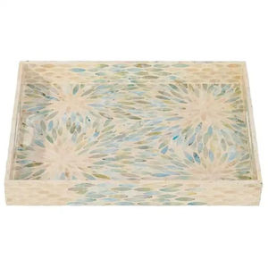 Plateau de service rectangulaire en bois perlé avec poignées, moderne et décoratif, pour cuisine et table à manger, plateau de petit-déjeuner au prix le plus bas - Product Image 1