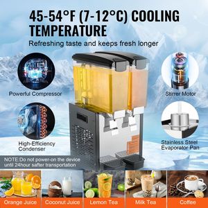 Distributore Commerciale di Bevande 270W in Acciaio Inossidabile, Macchina per Tè Freddo e Bevande, 10L/10.6QT per Serbatoio, 12L PC, 2 Serbatoi, Distributore di Succhi - Product Image 3