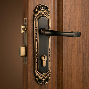 Manija de Puerta de Lujo Leo Custos de 10 Pulgadas |   Manija de Palanca Decorativa Negra Antigua |   Herrajes Arquitectónicos Premium para Puertas, Modelo - Product Image 1