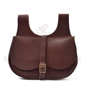 Bolsa de Cuero Medieval Ajustable con Diseño Cosido y Cierre de Hebilla, Bolsas de Cuero Medievales Hechas a Mano - Product Image 4