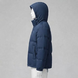 Veste matelassée à capuche, couleur unie, rembourrée de duvet, coupe-vent, manteau d'hiver décontracté, coupe régulière, unisexe, fermeture éclair épaisse matelassée - Product Image 6