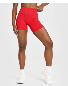 Shorts Deportivos Rojos Personalizados Muscle Mommy para Mujer, Cintura Alta, Compresivos, Transpirables - Product Image 1