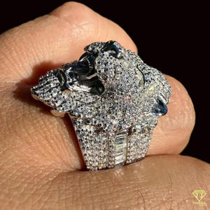 Moissanite Diamond Lion Head Statement <b>Ring</b> for Men White <b>Gold</b> Luxury Hip Hop Animal King Designer <b>Cocktail</b> <b>Ring</b> Gift for Him - Product Image 6