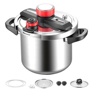 Pentola a Pressione in Acciaio Inox da 8 Litri con Coperchio in Vetro Temperato e Griglia per Cottura a Vapore, Compatibile con Fornelli a Induzione, Tre Livelli di Pressione - Product Image 1