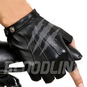 Gants de vélo en cuir Bloodline, longueur poignet, respirants, style sportif, noirs, cyclisme printemps-été - Product Image 4