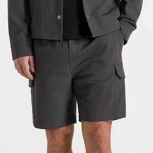 Men's Solid Color Cargo Shorts Elastic Waist Quick Dry Breathable Short Length Casual Wear Men Cargo Shorts - Product Image 2