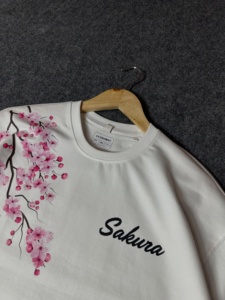 Camiseta de Algodón Grueso Personalizada para Mujer, 240 g/m², Hombros Caídos, Estampado Digital/Serigrafía, Estilo Casual Urbano - Product Image 2