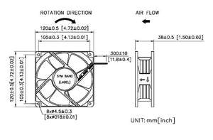พัดลมแกน D12038-K2 ขนาด 120x120x38 มม. DC 12V/24V/48V ใบพัดพลาสติกทนความร้อนสูง ลูกปืนแบบลูกกลิ้ง ได้รับการรับรองมาตรฐาน CE ผลิตตามแบบ OEM สำหรับงานอุตสาหกรรม - Product Image 2