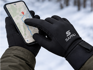 Gants de ski d'hiver SAFFILI, gants complets en néoprène imperméables, isolés thermiquement, compatibles avec les écrans tactiles, unisexes, noirs - Product Image 4