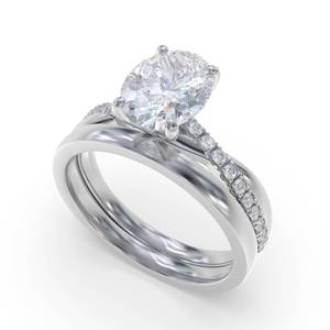 แหวนหมั้นทรงวงรีและทรงกลม Infinity ประดับเพชรเพาะเลี้ยง 0.75 กะรัต ตัวเรือนทอง 18K และแพลตตินัม - Product Image 1