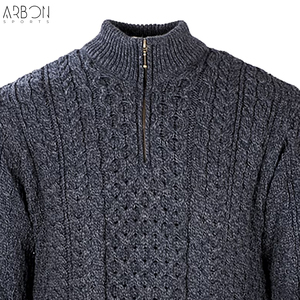 Pulls en laine tricotée épaisse de haute qualité pour hommes, style décontracté, col montant, manches longues, demi-zip, vêtements d'extérieur élégants et personnalisables - Product Image 6