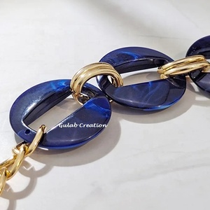 Gargantilla de cadena de anillo de resina azul y metal, collares para mujer, cadena de eslabones para ocasiones de aniversario - Product Image 3