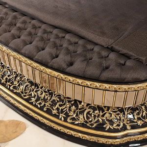 ชุดห้องนอนหรูหราสไตล์ยุโรปโบราณ ขนาดคิงไซส์ ทำจากไม้มะฮอกกานีสีดำทอง พร้อมงานแกะสลักและหุ้มเบาะ จัดส่งฟรี - Product Image 5