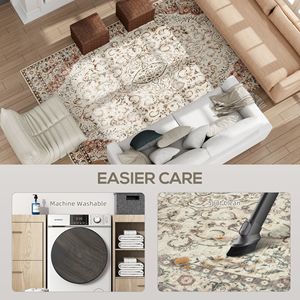 Tappeto Classico Floreale 8x10 Antiscivolo Lavabile in Lavatrice per Soggiorno e Camera da Letto, Set Marrone Misto - Product Image 5