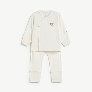 Ensemble 2 pièces unisexe pour bébé, manches longues, en modal et élasthanne, avec boutons-pression, à pieds, nouveau-né, ODM Vietnam - Product Image 1