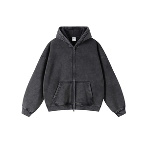 Sudadera con capucha lavada con ácido vintage de peso pesado personalizada superventas, ropa de calle de gran tamaño, Sudadera con capucha en blanco - Product Image 1