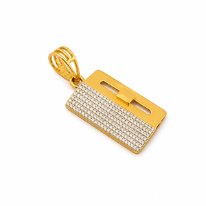 Pendentif rectangulaire en or jaune 18 carats avec diamant, pour homme et unisexe, finition polie, micro-incrustation géométrique, idéal pour les fêtes, cadeau, ou usage quotidien - Product Image 3