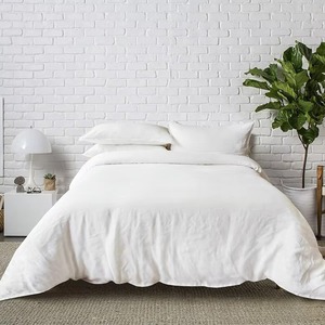 Nouvelle housse de couette en lin uni de couleur unie, housse de lit en lin haut de gamme, literie en lin d'hôtel, ensemble de 3 pièces - Product Image 2