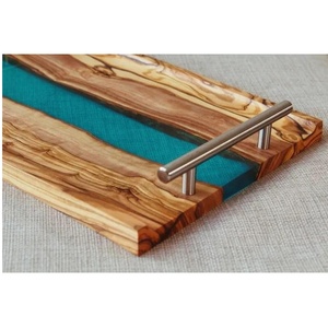 Bandeja de Madera Pura y Resina de Alta Calidad con Asa de Metal, Bandeja de Servicio de Venta Caliente al por Mayor para Uso en el Hogar, Hoteles y Restaurantes - Product Image 2