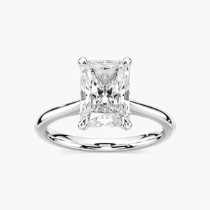Bague de fiançailles minimaliste pour femme en or blanc 14 carats avec diamant de laboratoire certifié IGI taille radiant 2 carats - Product Image 1