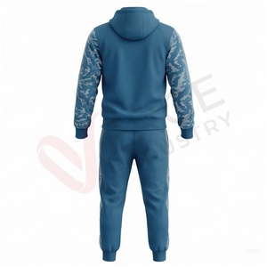 Conjunto Deportivo Azul para Hombre, Manga Larga, con Capucha, Cierre Frontal, Patrón de Camuflaje, Transpirable, Corte Regular, para Otoño - Product Image 2