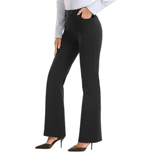 Pantalon de travail extensible coupe bootcut pour femme avec poches, pantalon de travail à enfiler pour le bureau et les occasions décontractées professionnelles - Product Image 6