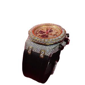 Montre de luxe en moissanite taille brillant, style hip-hop classique, mouvement à quartz, verre saphir, bracelet en acier inoxydable, cadeau unisexe pour homme - Product Image 1