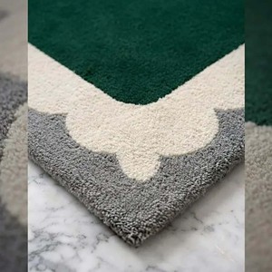 Emerald Green Area <b>Rug</b> with Scalloped Border Modern Hand Tufted Woolen Carpet Elegant Living Room Bedroom Floor Decor Luxury <b>Rug</b> - Product Image 6