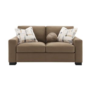Divano Darya in Tessuto Scamosciato Marrone con 3 Cuscini, Elegante Divano per Soggiorno - Product Image 4