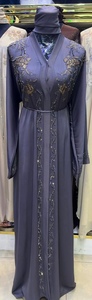 Abaya Modeste de Dubaï en Gros, Perlée et Pailletée, à Manches Longues, Traditionnelle Musulmane, Faite à la Main, pour Mariage, Respirante, Col en V pour Femme - Product Image 3