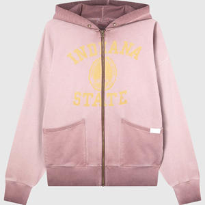 Sweat à capuche zippé pour homme, de haute qualité, délavé, brodé, personnalisé, en jersey épais et surdimensionné - Product Image 6