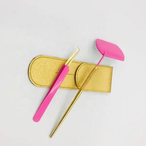 แหนบต่อขนตาปลอมพร้อมปลายแหลมแหนบปลายแหลมทำจากเหล็กสีชมพูโทนสีทองทนทานจับได้90องศา - Product Image 1