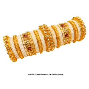 Gold Plated Crystal Stone Pearl <b>Bangle</b> <b>Set</b>-Fashion Jewelry - Product Image 2