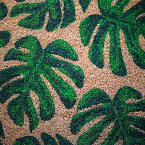 Monstera Leaf Coco Brush <b>Doormat</b> PVC Backed Tropical Printed Coir Door Mat Designer Entrance Mat Natural Fibre Home Decor Mat - Product Image 5