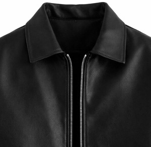 Veste en cuir noir de qualité supérieure pour homme, col rabattu, fermeture éclair, pour l'automne - Product Image 2