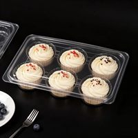 Boîtes à pâtisserie en plastique PET transparent à 6 cavités avec couvercles à clipser, boîtes blister jetables pour l'emballage de gâteaux de lune à emporter