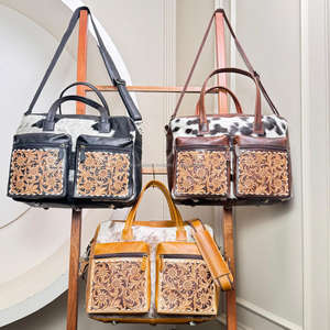 Nueva llegada 2025 bolso de pañales de mamá de cuero mecanizado a mano para viaje múltiples bolsillos cuero de vaca genuino bandolera bolso de hombro de mujer - Product Image 5