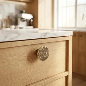 AK Brass Solid Brass Etching Design Round <b>Antique</b> Finish Cabinet Knob for Kitchen Dresser Bedroom Furniture - Product Image 5