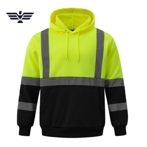 Sudadera de Seguridad de Alta Visibilidad Personalizada, de Poliéster, Tallas Grandes, con Serigrafía, Fusión sin Costuras, Cinta Reflectante, Sudadera de Trabajo |   Para Hombre - Product Image 1
