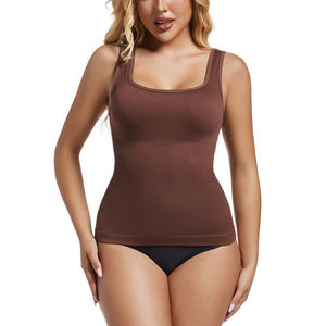 Débardeur sans couture à col carré pour femme, gaine amincissante et body sculptant, prix abordable - Product Image 1