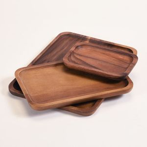 งานฝีมือ HAC-690ถาดไม้สี่เหลี่ยมผืนผ้าทันสมัยพร้อมที่จับ - Product Image 1