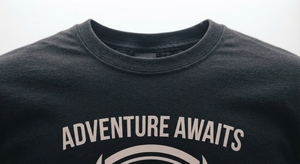 T-shirt pour homme à manches courtes en jersey 100% coton noir, imprimé aigle, col rond, style décontracté streetwear, l'aventure vous attend - Product Image 4
