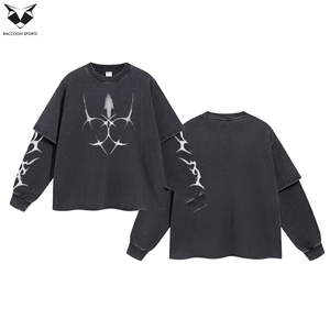 Servicio OEM de Productos Premium de la Más Alta Calidad con Impresión de Logotipo Propio, Camisetas de Manga Larga con Cuello Redondo y Diseño Lavado en Capas - Product Image 2