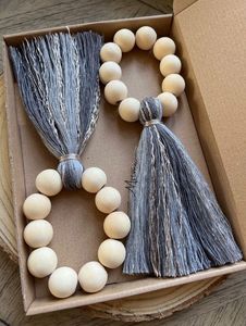 Custom Handmade <b>Wooden</b> Bead Pearl Tassel Modern Wall Hanging Decoration Diwali Ramadan Birthday Removable Eco-Friendly Home - Product Image 6