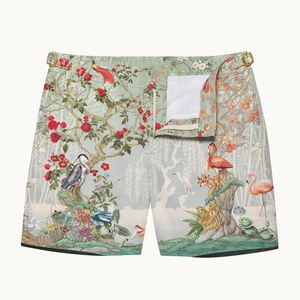 Shorts de Baño para Hombre con Estampado Tropical, Cintura Media, Cierre de Botones, Diseño Floral, 100% Poliéster, Transpirable - Product Image 1