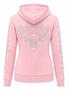 Women's <b>Rhinestone</b> Zip Up Hoodie Sparkling Crystal Hooded Sweatshirt Long Sleeve Casual <b>Jacket</b> with Pockets Soft Warm Fit - Product Image 6