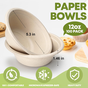 ชาม PP ขนาด 12 ออนซ์ แบบใช้แล้วทิ้ง ย่อยสลายได้ ใช้กับไมโครเวฟได้ ทนทาน ดีไซน์ทันสมัย เหมาะสำหรับซุปร้อน สลัด ของว่าง ใช้ในงานปาร์ตี้ - Product Image 3